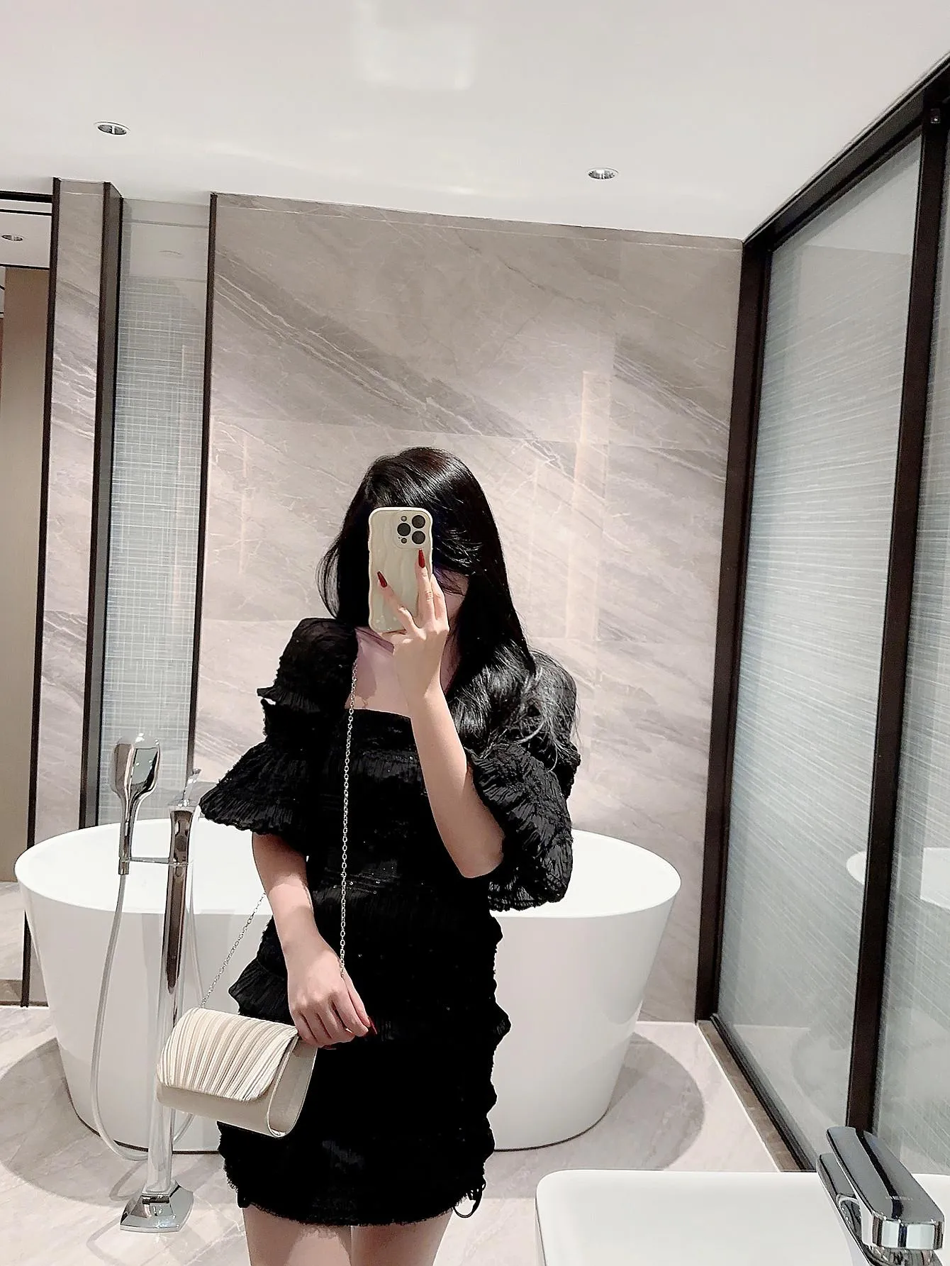 Mini Envelope Bag Ruched Detail Fashionable For Party Pleated Metal Chain Flap Clutch, Elegant Textured Party Purse, Classic Banquet Dinner Evening Bag