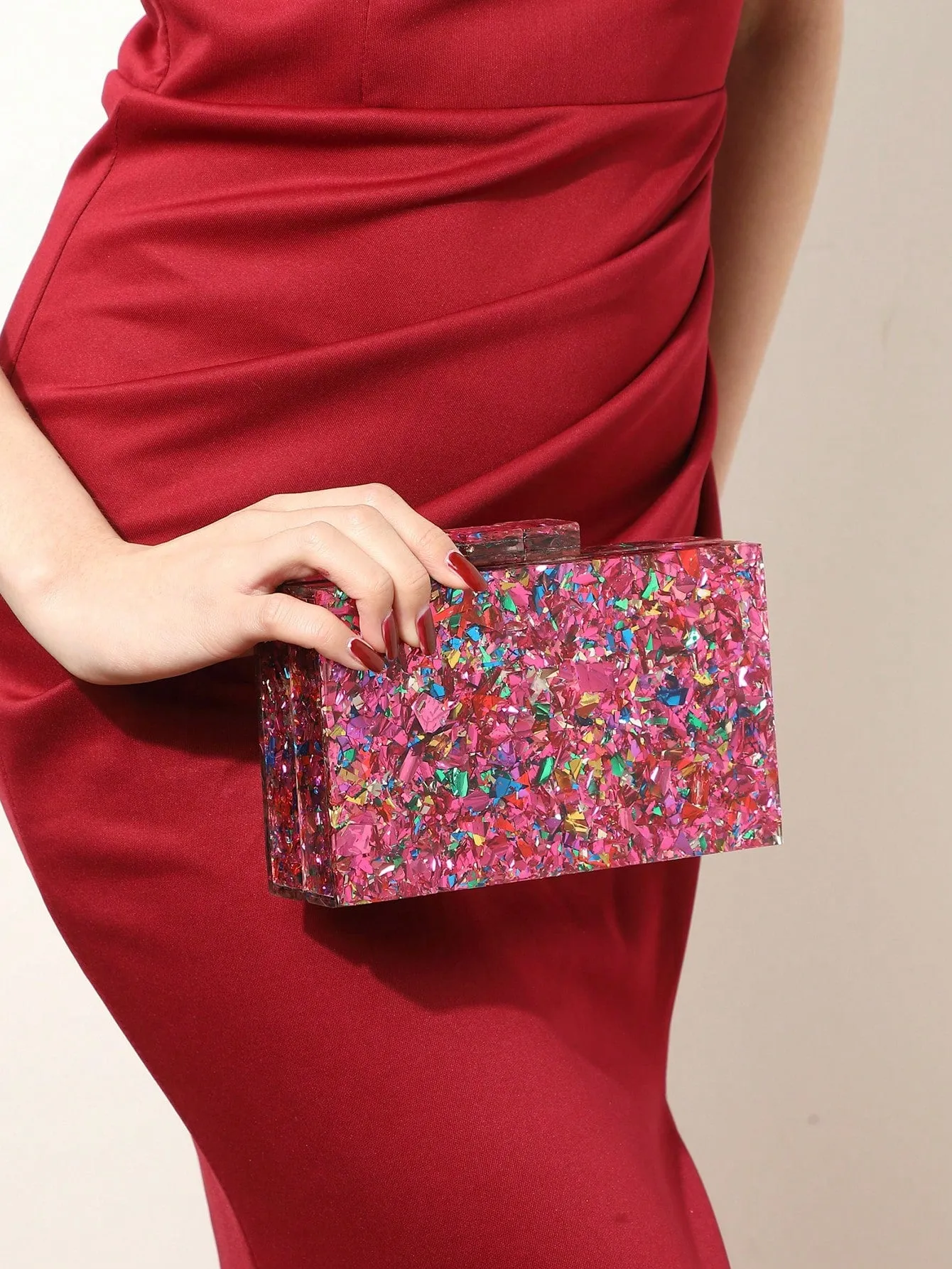 Mini Glitter Square Evening Clutch Gift BagMerry