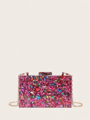 Mini Glitter Square Evening Clutch Gift BagMerry