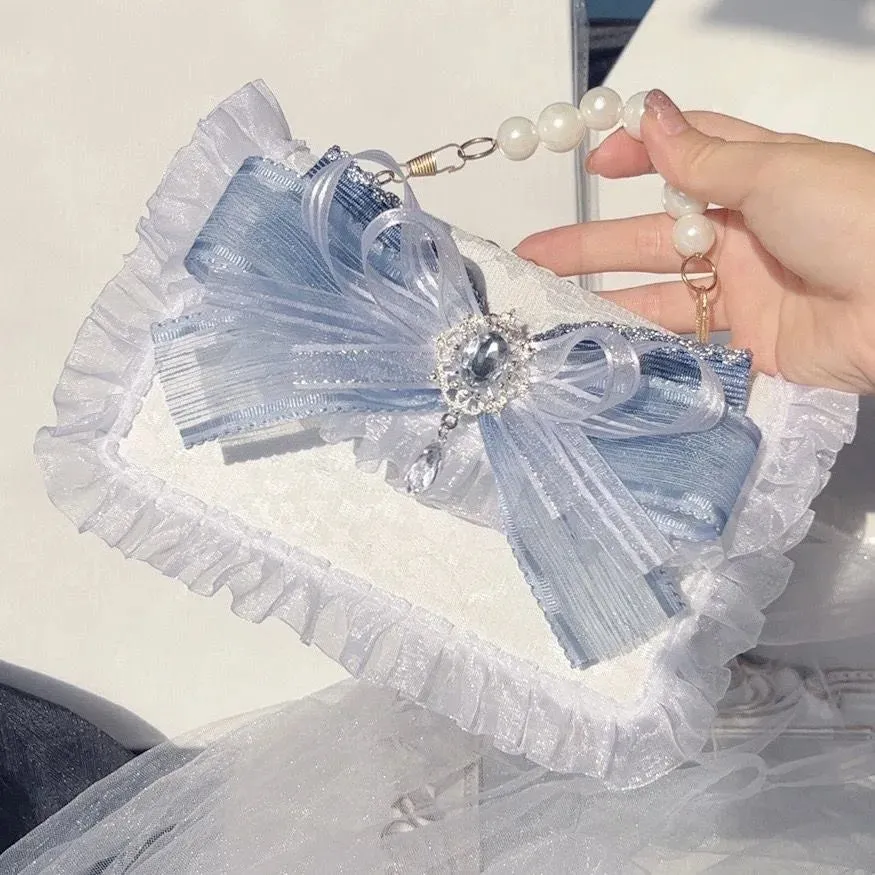 MQTIME  - chain silver and blue lolita lace 2024 luxury designer bags Women's handbag Crossbody bag women y2k mini handbag ladies brands