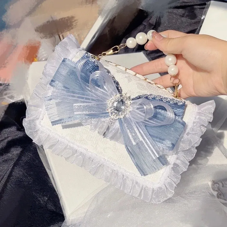 MQTIME  - chain silver and blue lolita lace 2024 luxury designer bags Women's handbag Crossbody bag women y2k mini handbag ladies brands