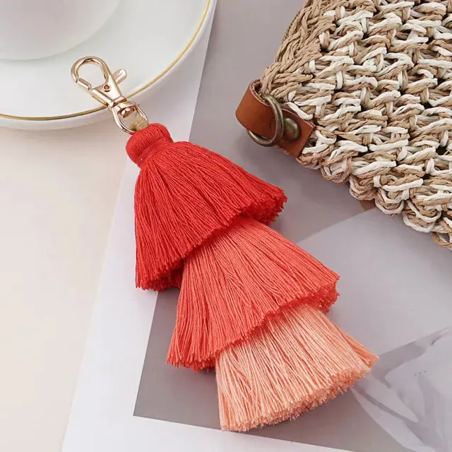 Multicolor Handmade Layered Tassel Keychain