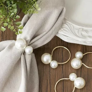 Napkin Holder Rings-Silver Pearls