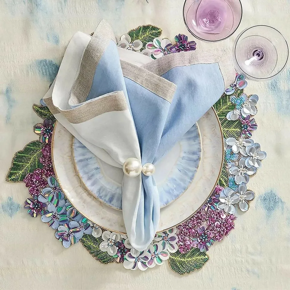 Napkin Holder Rings-Silver Pearls