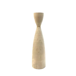Natural Wooden Candle Holder -  9"