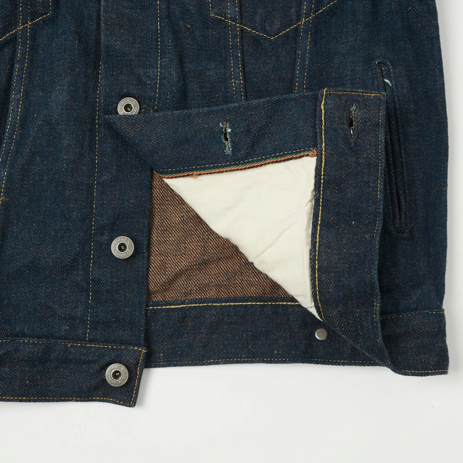 ONI 02527P-KAKBR 'Secret Denim Kikishibu Brown' Type III Pocket Denim Jacket - Rinsed