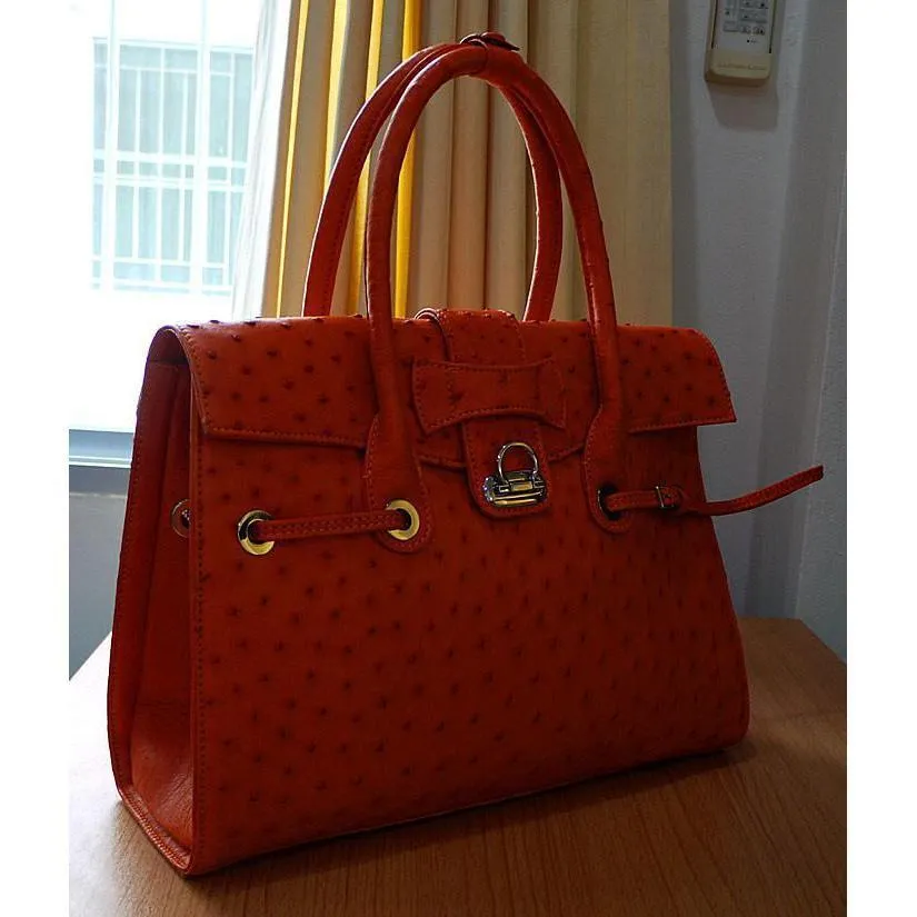 Orange Ostrich Handbag