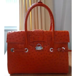 Orange Ostrich Handbag