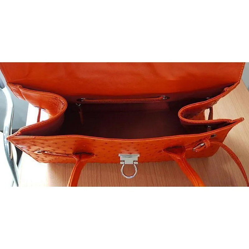 Orange Ostrich Handbag