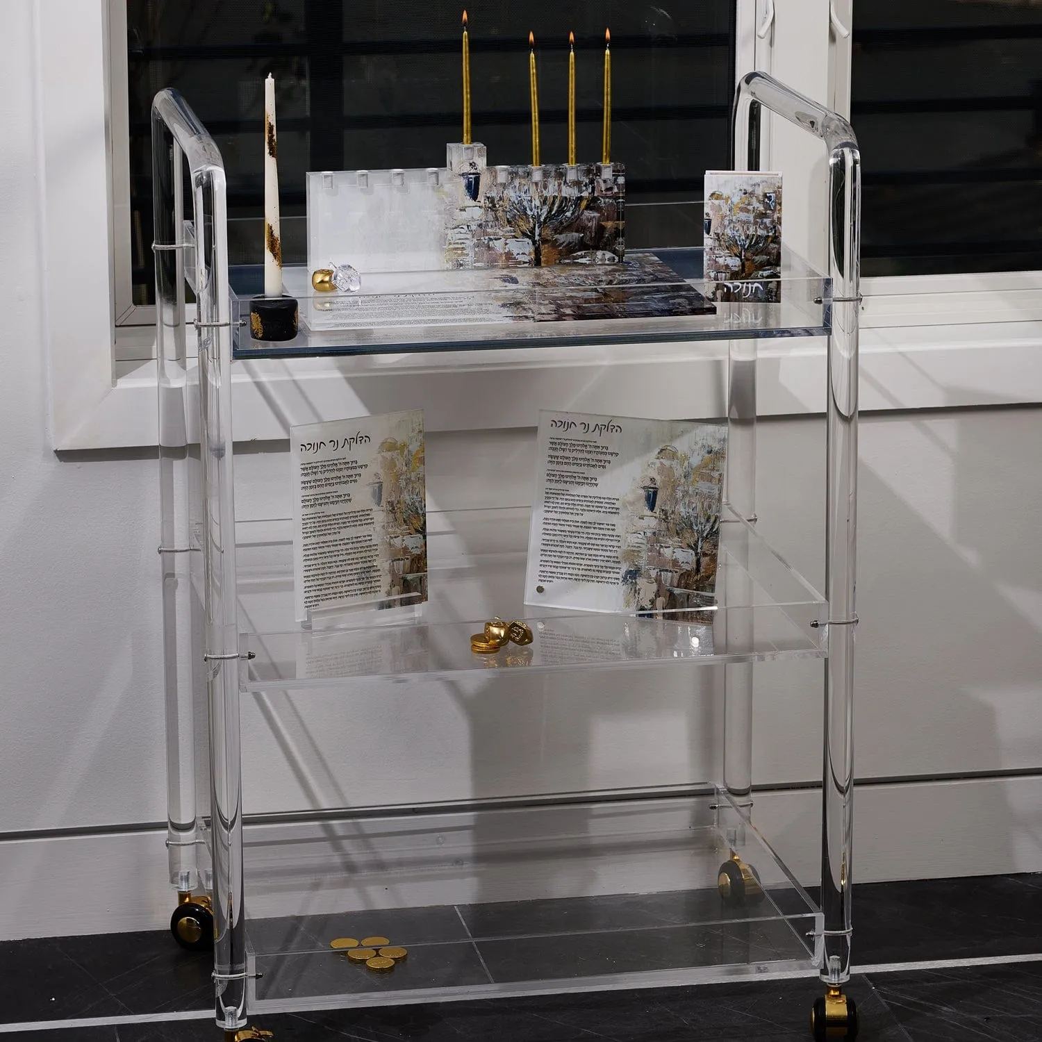 Painted Jerusalem Menorah Tray