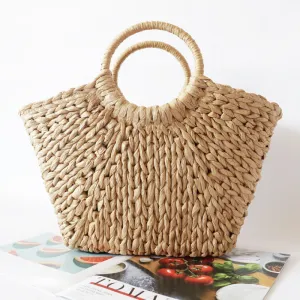 Paziye Bohemian Angled Straw Bag Beach Bag