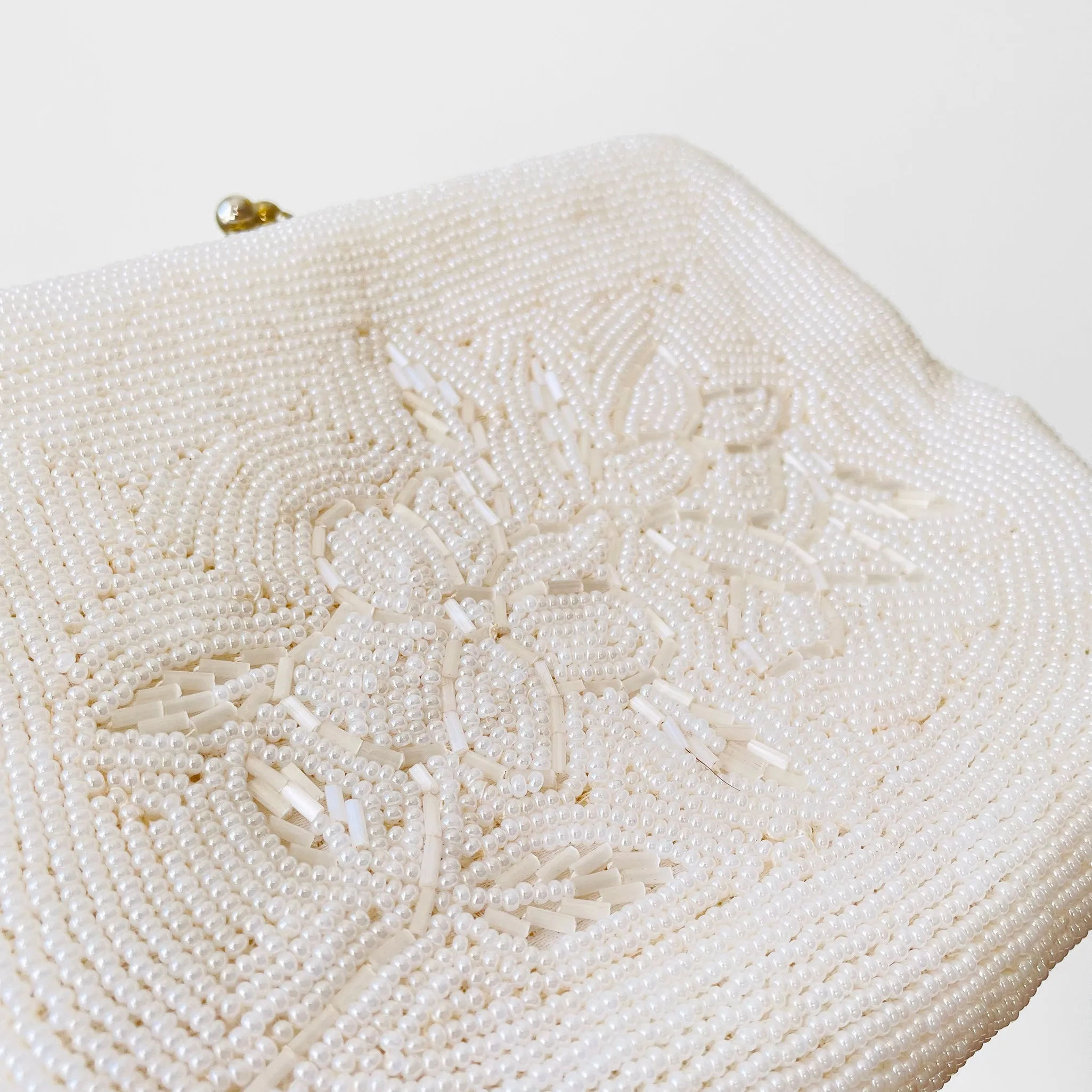 Pearl White Beaded Evening Bag