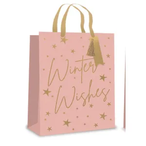 Perfume Gift Bag - Blush Winter Wishes 20cm x 12cm Fragrance Present Holder Elegant Glamorous