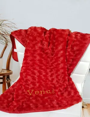 Personalised Luxurious Red Rose Swirl Fleece Blanket