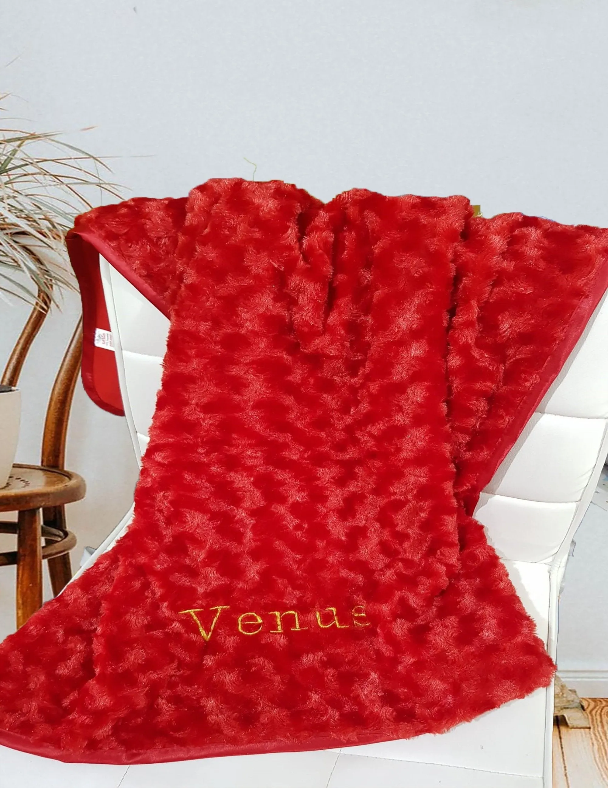 Personalised Luxurious Red Rose Swirl Fleece Blanket