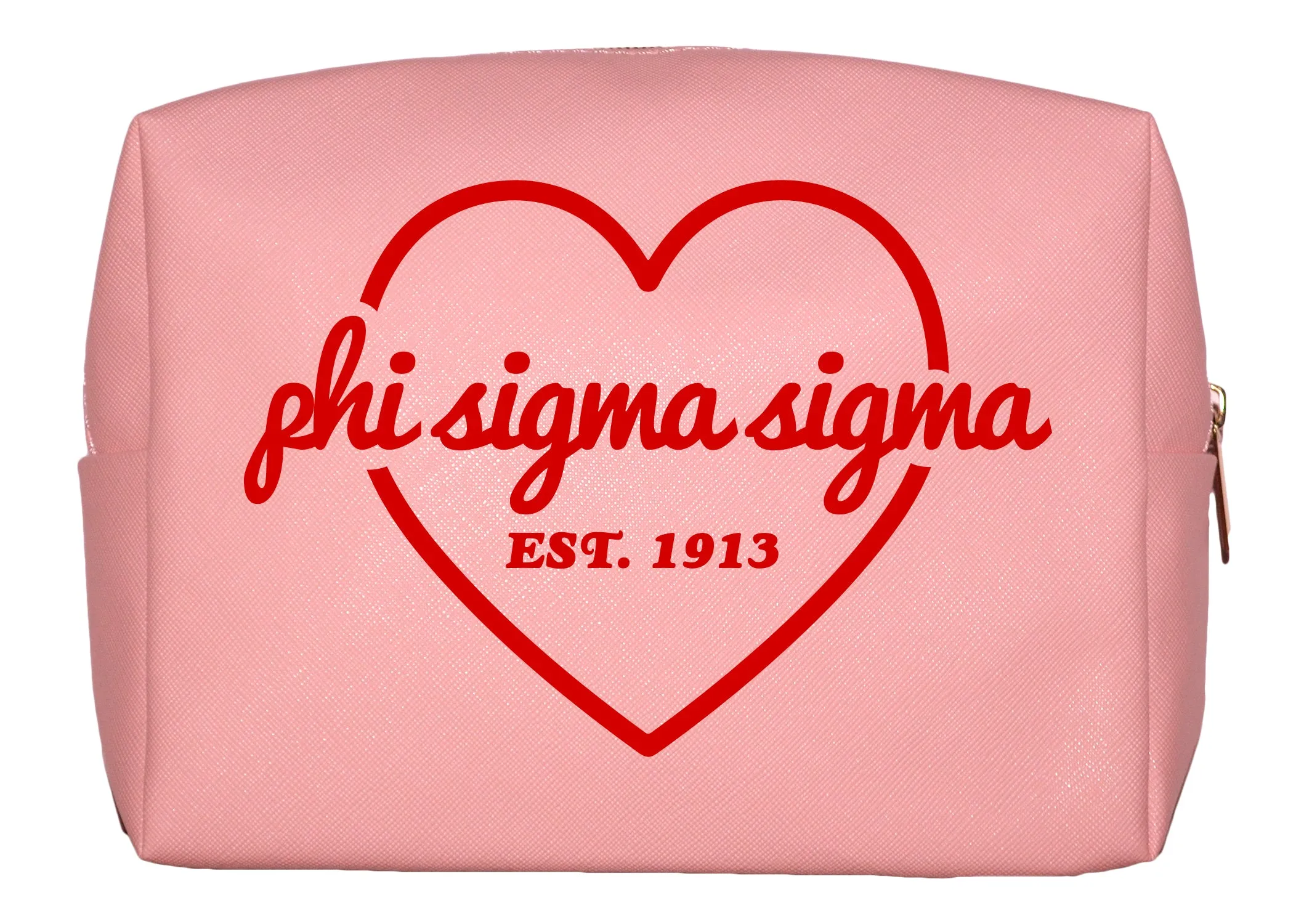 Phi Sigma Sigma Pink w/Red Heart Makeup Bag