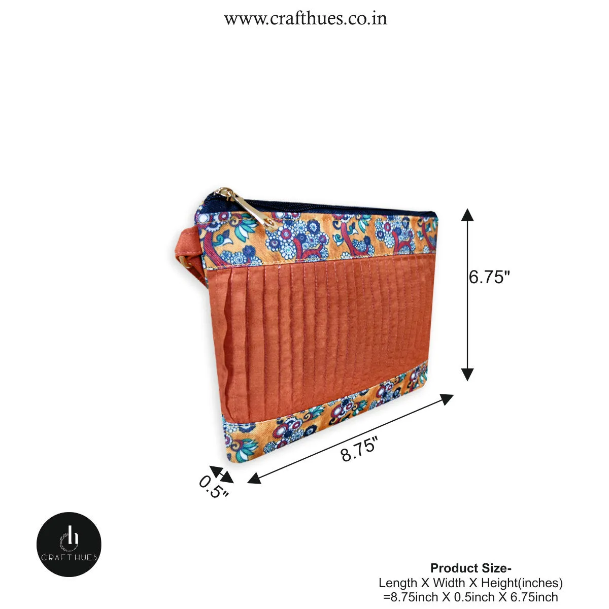 Pleated Rust-Orange Sling Bag