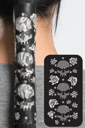 Pony Tail Holder Cut out Lace Skulls 34030