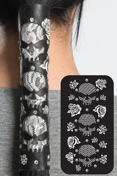 Pony Tail Holder Cut out Lace Skulls 34030