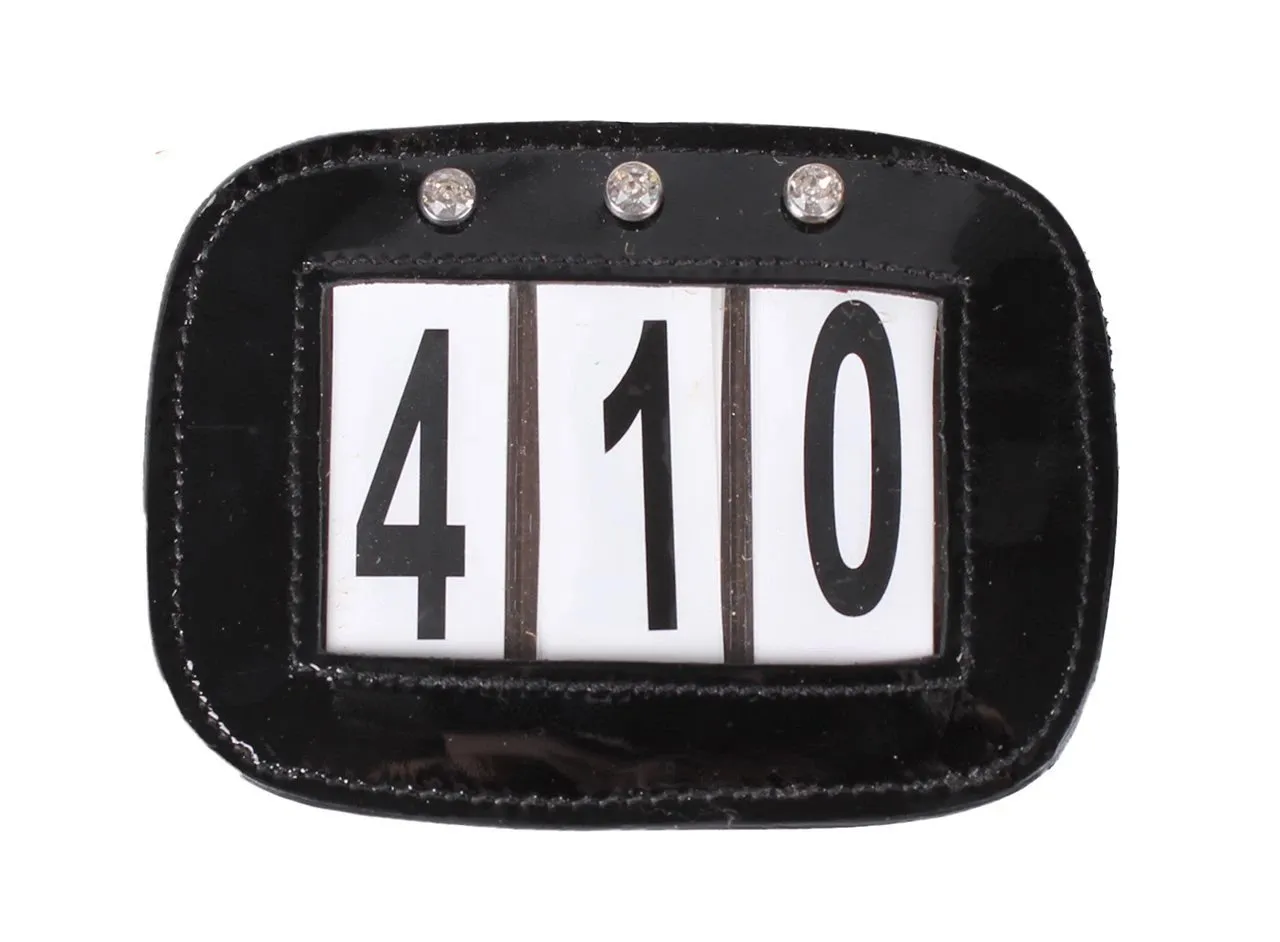 QHP Patent Leather Number Holder with Crystals