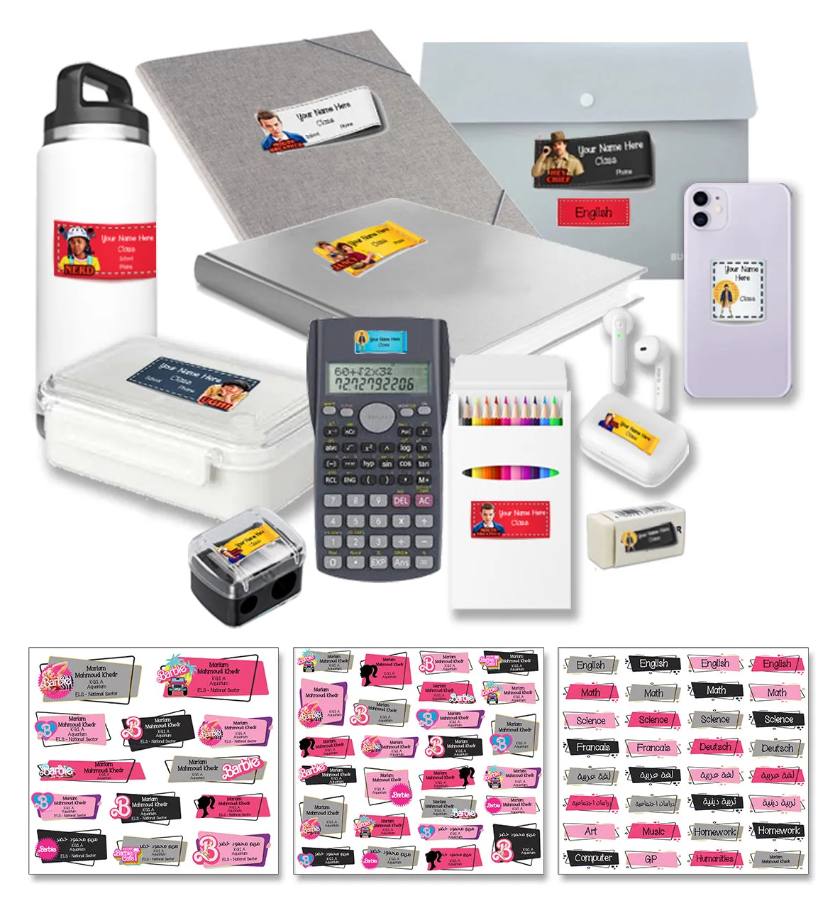 ""Barbie" School labels packs