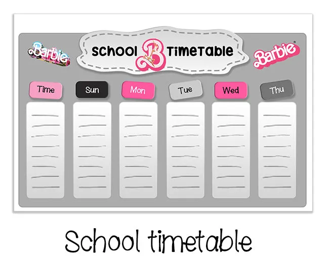 ""Barbie" School labels packs