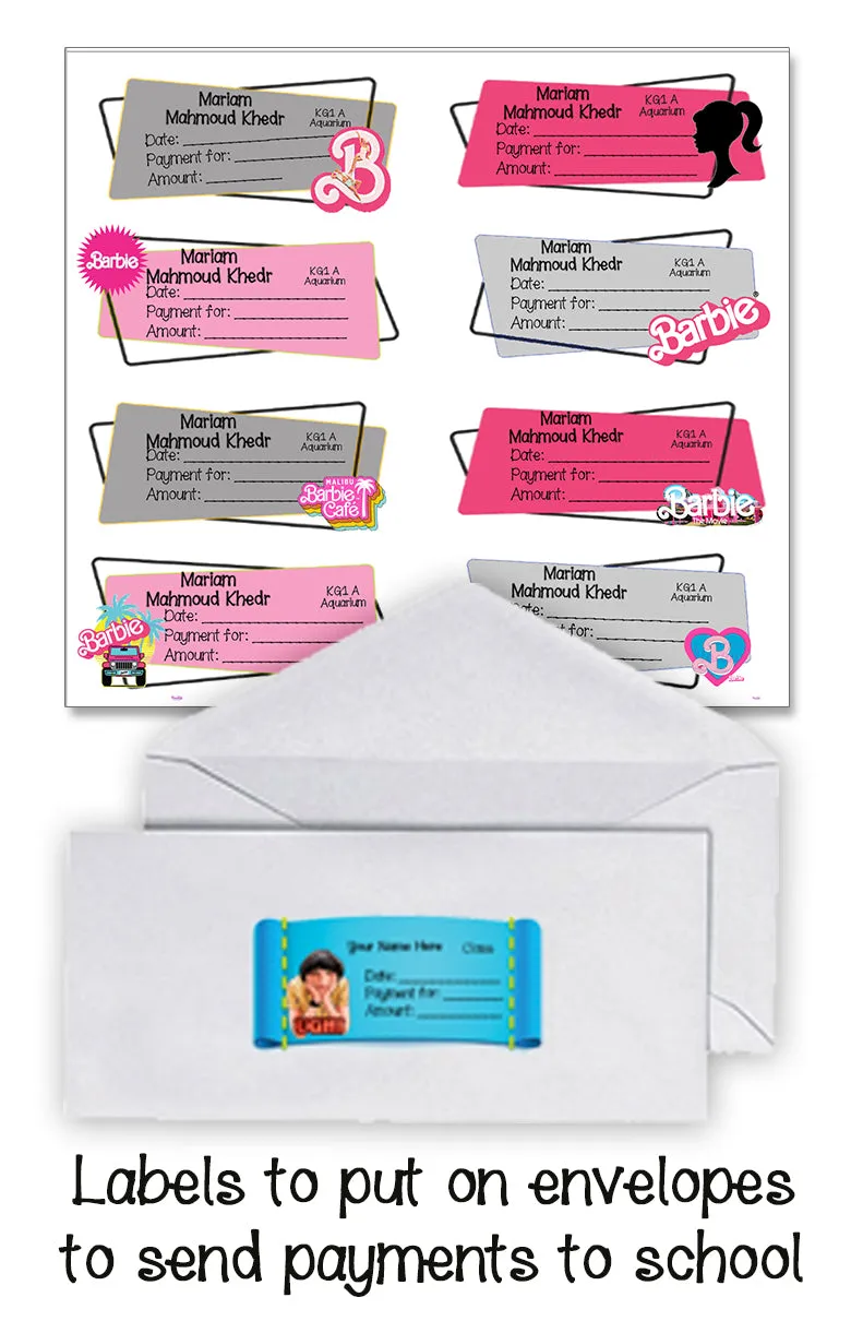 ""Barbie" School labels packs