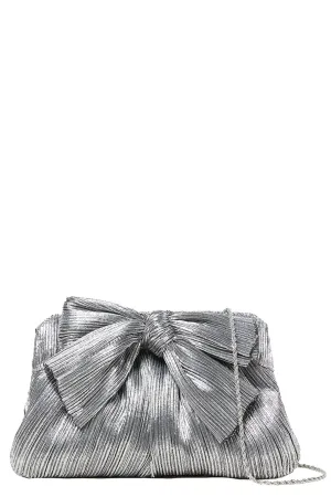 Rayne Pleated Frame Clutch - Dark Silver