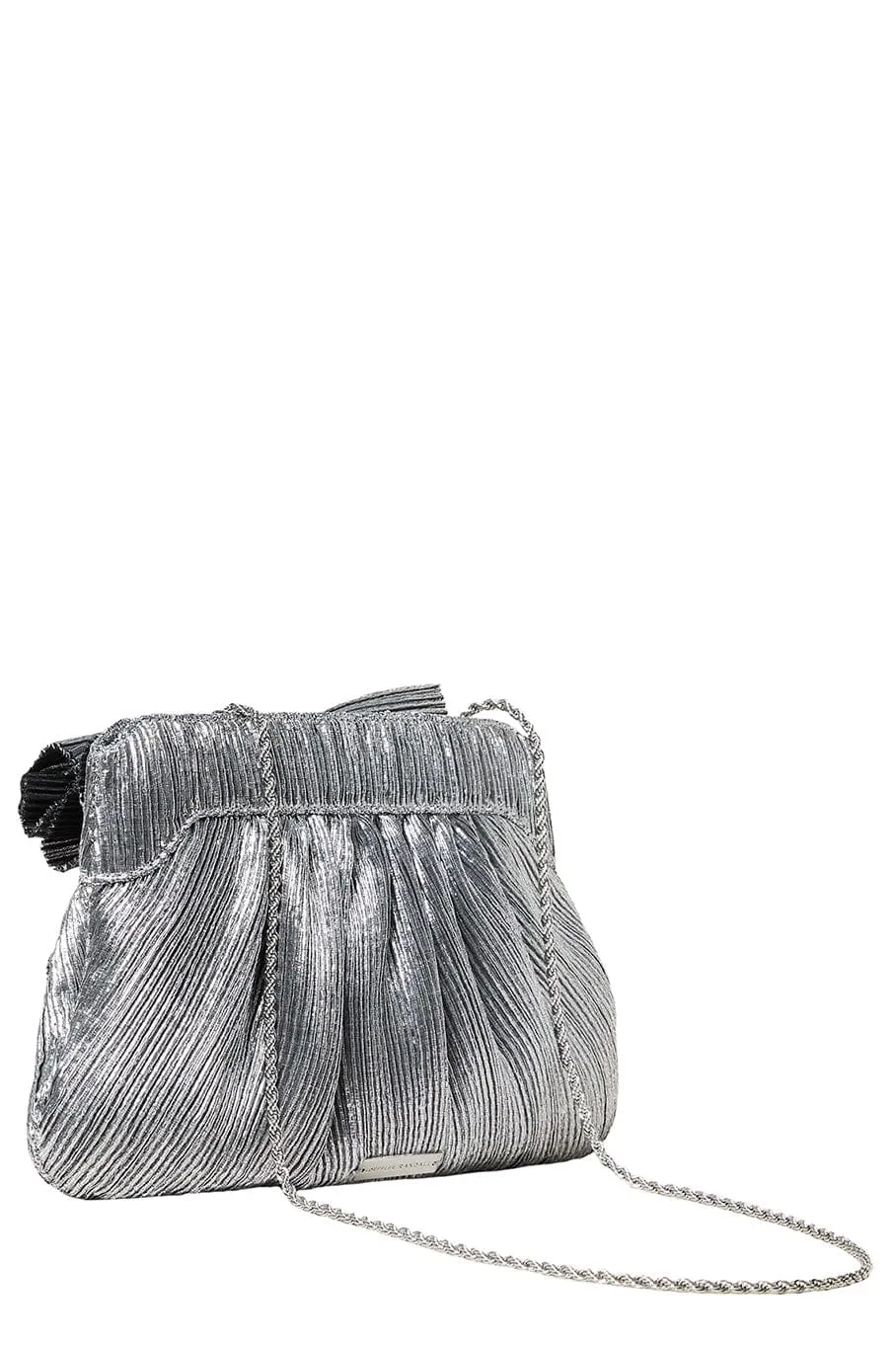 Rayne Pleated Frame Clutch - Dark Silver