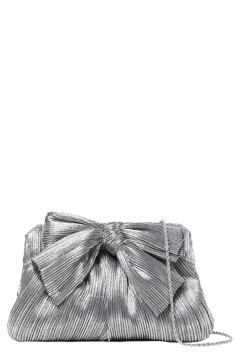Rayne Pleated Frame Clutch - Dark Silver