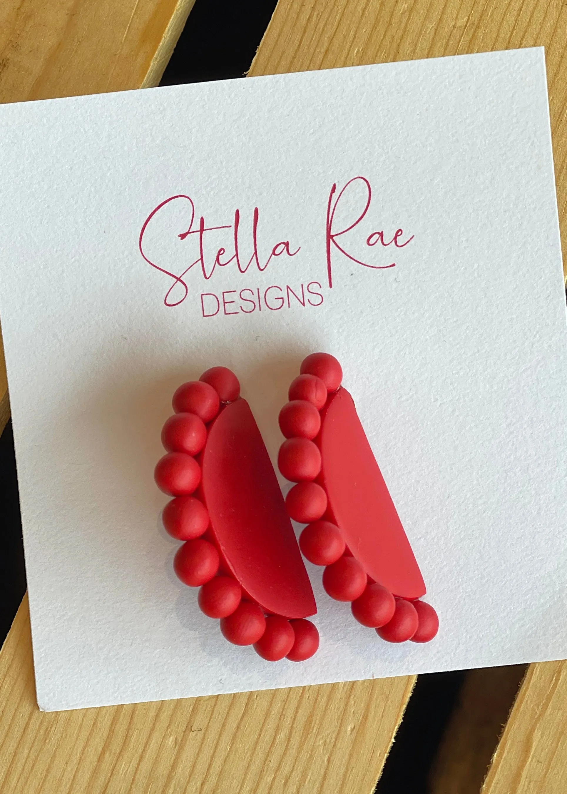 Red Beaded Hand Made Earrings