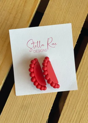 Red Beaded Hand Made Earrings