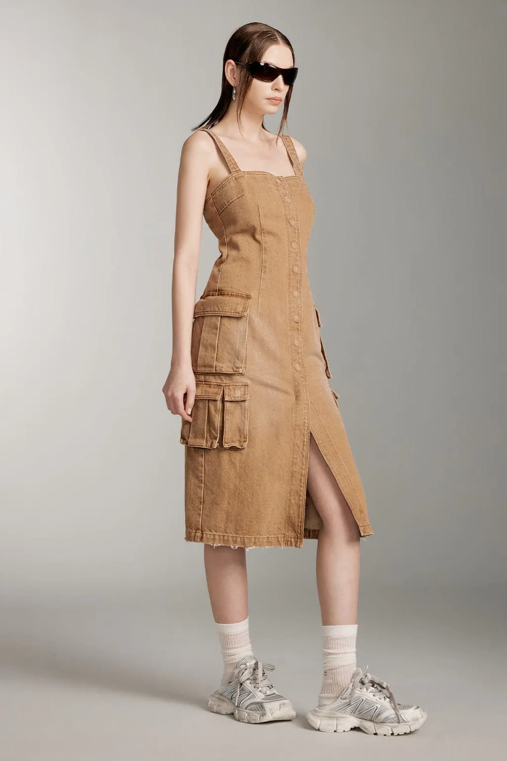 Retro Cargo Style Suspender Dress