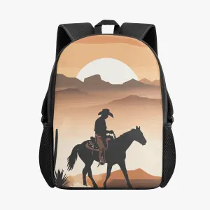 Sac à dos d'école pour enfant "Cow-boy devant couché de soleil" (201)