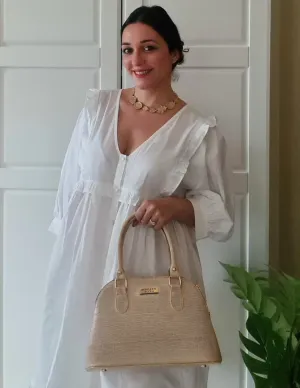 Senora Beige Faux Leather Women Handbag | Modern Myth