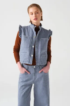 Seventy   Mochi Pablo Washed Denim Wide Stripe Waistcoat
