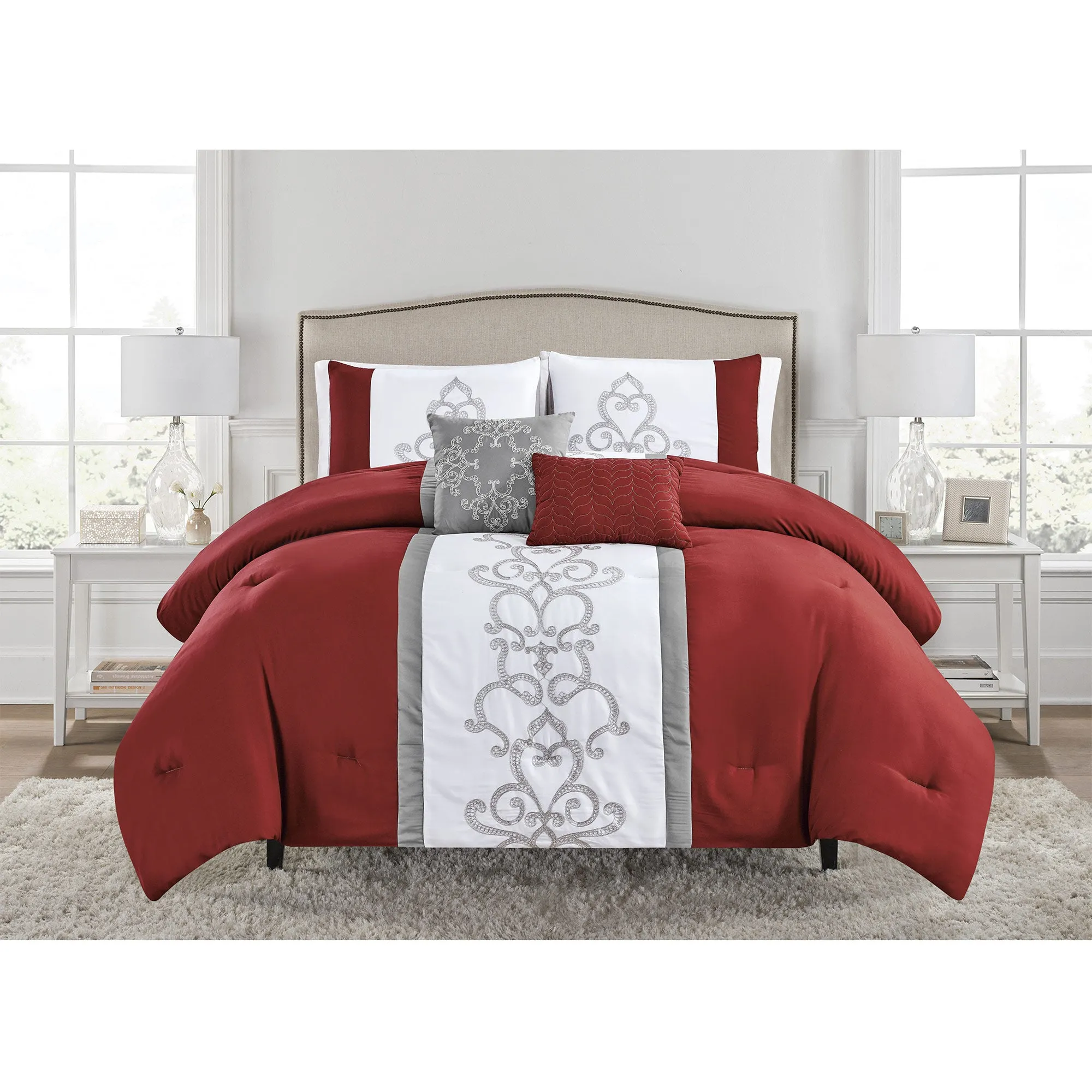 Shelby 5 Piece Luxurious Embroidered Comforter Set