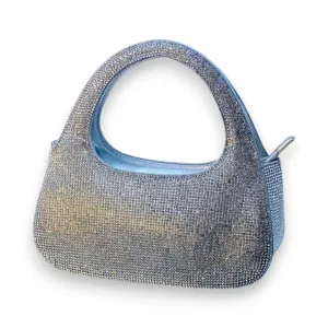 Small Silver Rhinestone Clutch Hand Bag