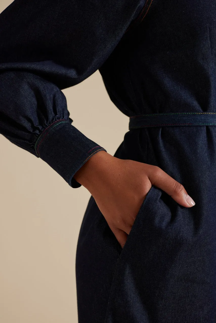 Tess Dress in Rainbow Indigo Denim
