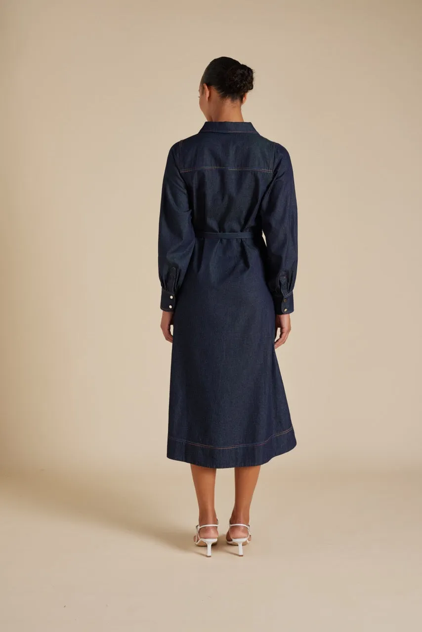 Tess Dress in Rainbow Indigo Denim
