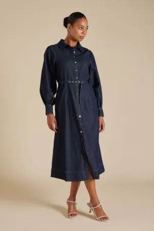 Tess Dress in Rainbow Indigo Denim
