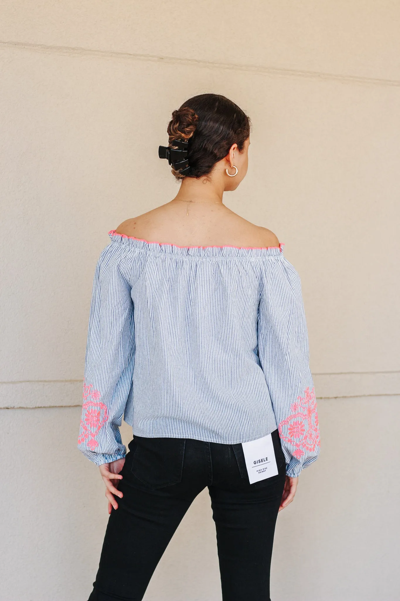 The High Road Blue Stripe Floral Blouse