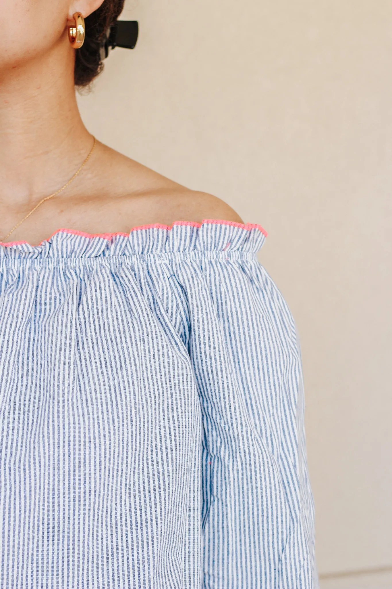 The High Road Blue Stripe Floral Blouse