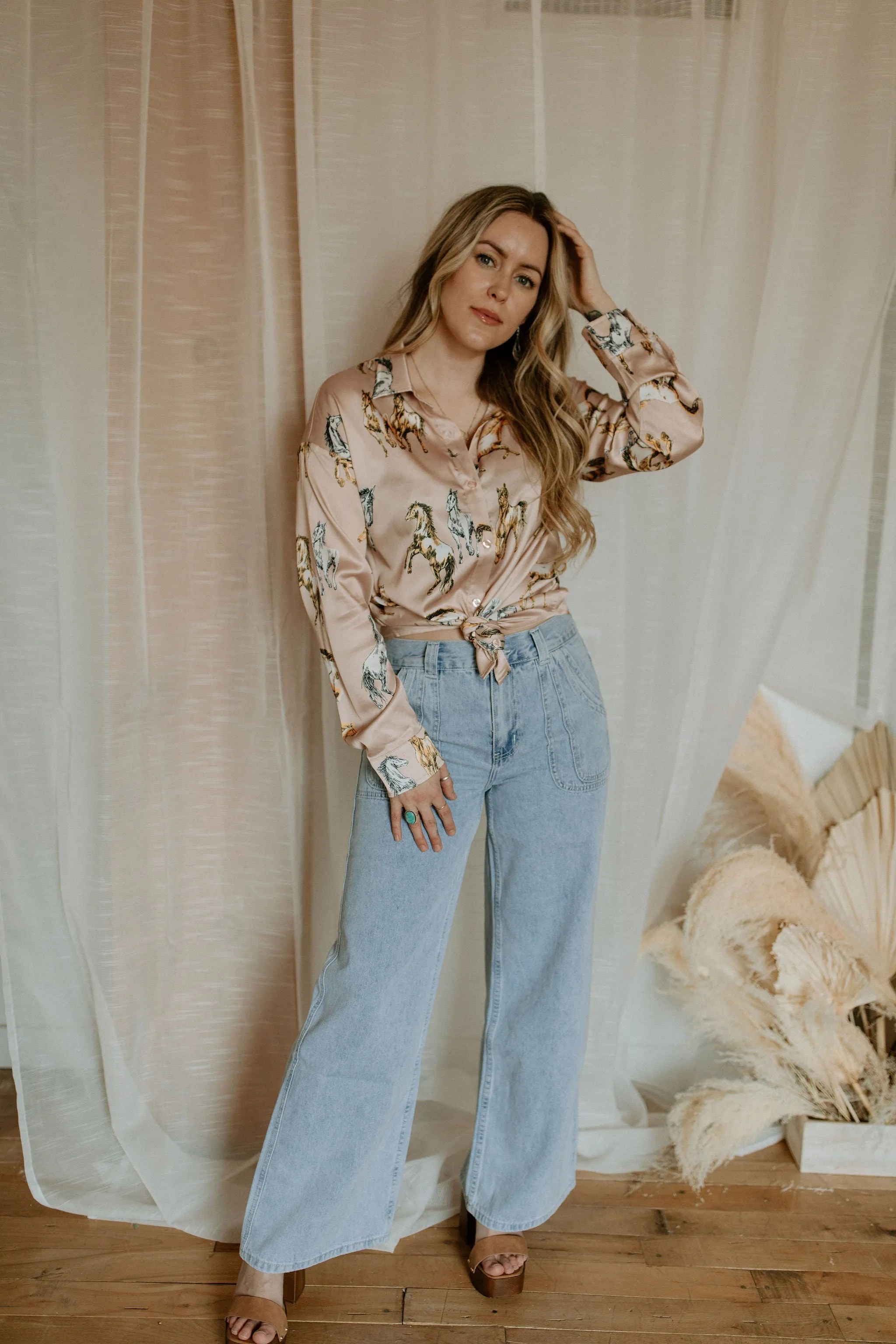 The Jones Wide Leg Denim Pants - Light Blue