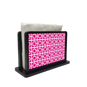 Tissue Holder Paper Napkin Stand - Squares Patterns In Pink