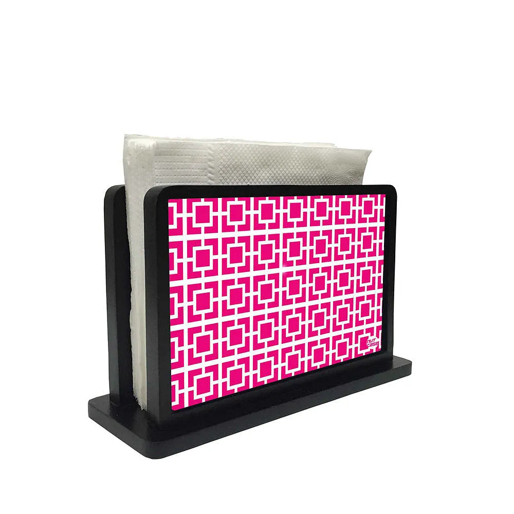 Tissue Holder Paper Napkin Stand - Squares Patterns In Pink