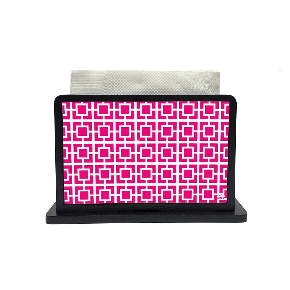 Tissue Holder Paper Napkin Stand - Squares Patterns In Pink