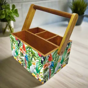 Tissue Paper Holder for Table Spoons Forks Organizer - Parrots