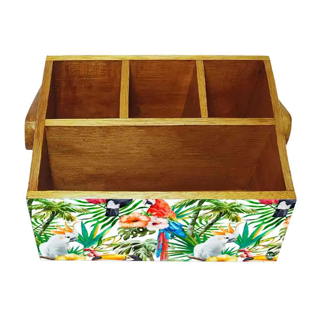 Tissue Paper Holder for Table Spoons Forks Organizer - Parrots