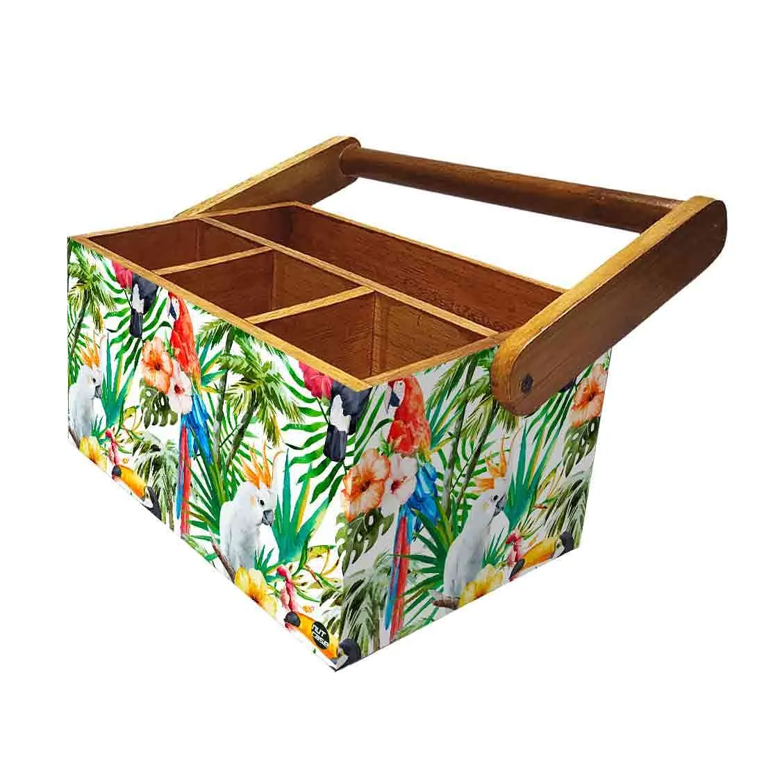 Tissue Paper Holder for Table Spoons Forks Organizer - Parrots